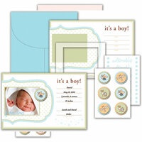 Deja Views - C-Thru - Little Yellow Bicycle - Snugglebug Collection - Announcement Kit with Varnish Accents - Baby Boy