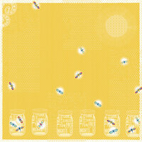 Deja Views - C-Thru - Little Yellow Bicycle - Sweet Summertime Collection - 12 x 12 Glittered and Textured Paper - Fireflies