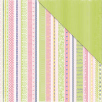 Deja Views - C-Thru - Little Yellow Bicycle - Tiny Princess Collection - 12 x 12 Double Sided Textured Paper - Sweetest Stripe