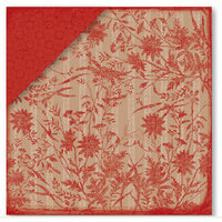 Deja Views - Timeless Collection - 12x12 Double Sided Paper - Red Burlap Flower