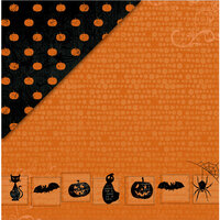 Deja Views - C-Thru - Little Yellow Bicycle - Trick or Treat Collection - Halloween - 12 x 12 Double Sided Black Metallic Paper - Blocks, CLEARANCE