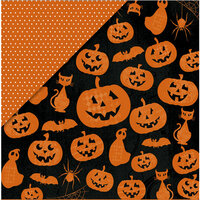 Deja Views - C-Thru - Little Yellow Bicycle - Trick or Treat Collection - Halloween - 12 x 12 Double Sided Black Metallic Paper - Halloween Friends, CLEARANCE