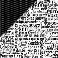 Deja Views - C-Thru - Little Yellow Bicycle - Trick or Treat Collection - Halloween - 12 x 12 Double Sided Black Metallic Paper - Halloween Words, CLEARANCE