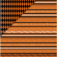 Deja Views - C-Thru - Little Yellow Bicycle - Trick or Treat Collection - Halloween - 12 x 12 Double Sided Black Metallic Paper - Halloween Stripe, CLEARANCE