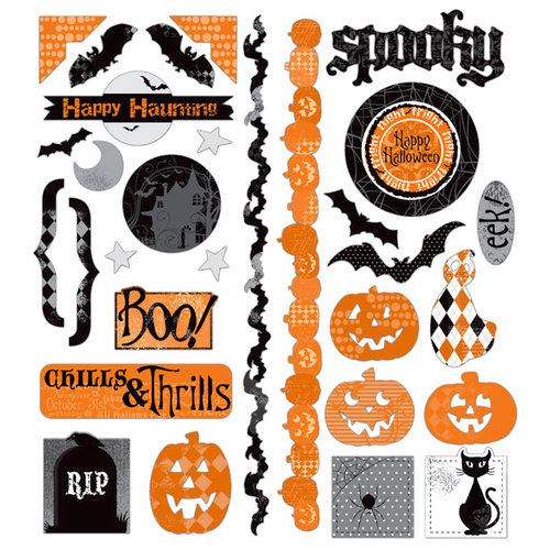Deja Views - C-Thru - Little Yellow Bicycle - Trick or Treat Collection - Halloween - Glitter Cardstock Stickers - Favorite Pieces, CLEARANCE