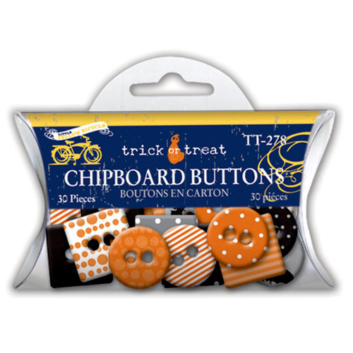 Deja Views - C-Thru - Little Yellow Bicycle - Trick or Treat Collection - Halloween - Epoxy Chipboard Buttons, CLEARANCE