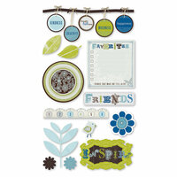 Deja Views - C-Thru - Little Yellow Bicycle - Twig Collection - Chipboard Stickers with Glitter Accents - Embellishments, CLEARANCE