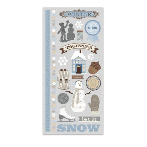 Little Yellow Bicycle - Winterings Collection - Cardstock Stickers with Debossed and Foil Accents - Fresh Verse