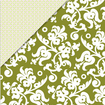 Deja Views - C-Thru - Little Yellow Bicycle - Zinnia Collection - 12 x 12 Double Sided Paper - Green Floral