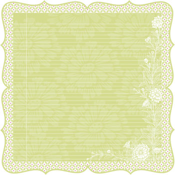 Deja Views - C-Thru - Little Yellow Bicycle - Zinnia Collection - 12 x 12 Decorative Edge Paper - Green Floral Ledger