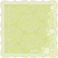 Deja Views - C-Thru - Little Yellow Bicycle - Zinnia Collection - 12 x 12 Decorative Edge Paper - Green Floral Ledger