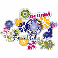 Deja Views - C-Thru - Little Yellow Bicycle - Zinnia Collection - Clear Cuts - Glitter Shapes, CLEARANCE