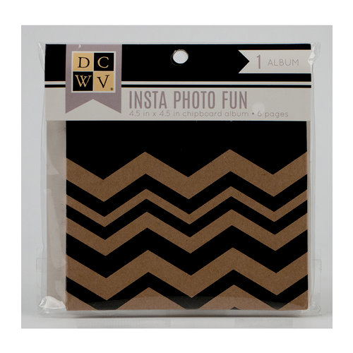 Die Cuts with a View - Insta Photo Fun Collection - 4.5 x 4.5 Chipboard Album - Kraft and Black