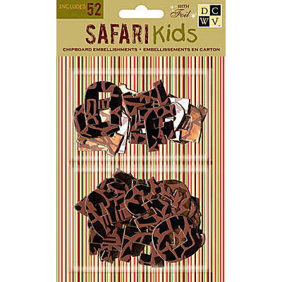 Die Cuts with a View - Safari Kids Collection - Chipboard Pieces with Foil Accents - Boy Alphabet, CLEARANCE