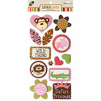 Die Cuts with a View - Safari Kids Collection - 3 Dimensional Stickers with Glitter Accents - Animals, CLEARANCE