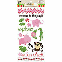 Die Cuts with a View - Safari Kids Collection - Rub Ons with Glitter Accents - Girl, CLEARANCE