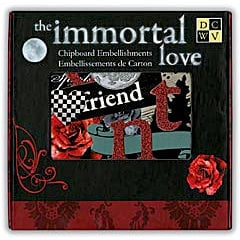 Die Cuts with a View - The Immortal Love Collection - Glittered Chipboard Box of Embellishment Pieces