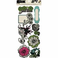 Die Cuts with a View - The Street Lace Collection - 3 Dimensional Chipboard Stickers with Glitter Accents - Icons
