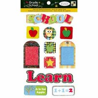 Die Cuts with a View - Grade School Collection - 3 Dimensional Cardstock Stickers with Glitter and Felt Accents - Icons