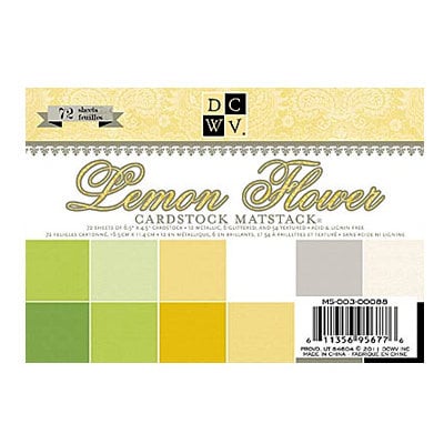 Die Cuts with a View - Lemon Flower Collection - 4.5 x 6.5 Metallic Glitter and Textured Solid Cardstock Matstack
