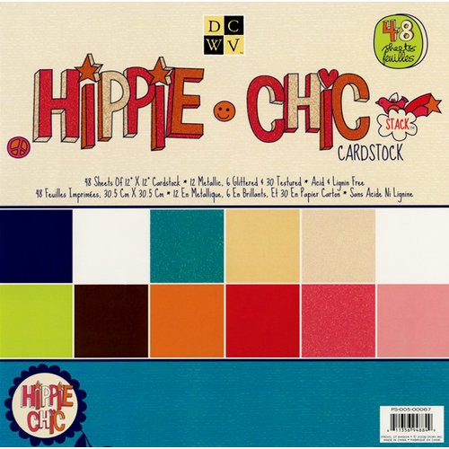 Die Cuts with a View - Hippie Chic Collection - Glitter Cardstock Stack - 12 x 12