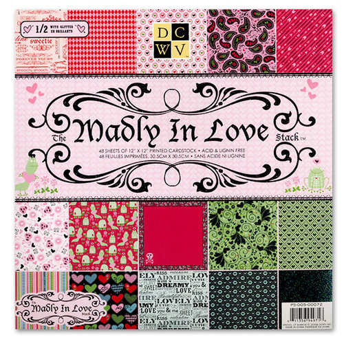 Die Cuts with a View - Madly in Love Collection - Glitter Paper Stack - 12 x 12