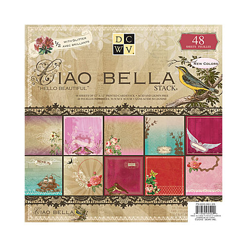 Die Cuts with a View - Ciao Bella Collection - Glitter Cardstock Stack - 12 x 12