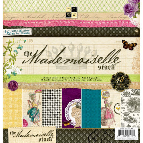 Die Cuts with a View - The Mademoiselle Collection - Glitter Paper Stack - 12 x 12