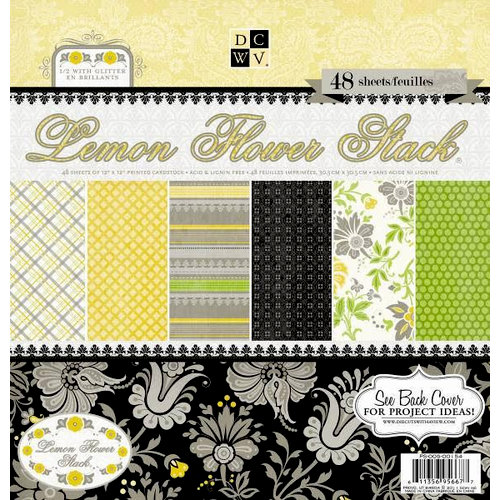 Die Cuts with a View - Lemon Flower Collection - Glitter Paper Stack - 12 x 12