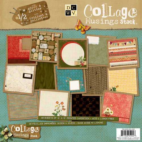 Die Cuts with a View - The Collage Musings Collection - Glitter and Gloss Paper Stack - 12 x 12