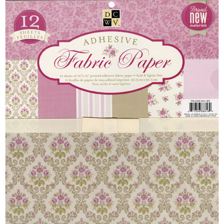 Die Cuts with a View - Adhesive Fabric Paper Stack - Pink Floral - 12 x 12