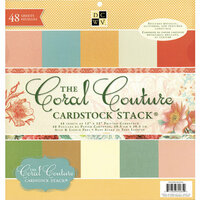 Die Cuts with a View - The Coral Couture Collection - Glitter Metallic and Textured Solid Cardstock Stack - 12 x 12