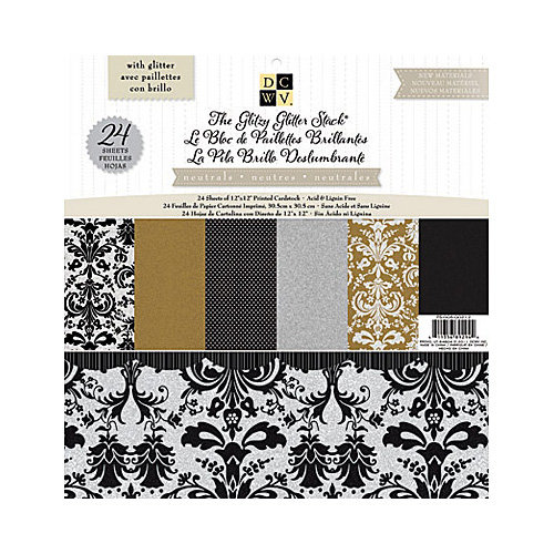 Die Cuts with a View - Glitzy Glitter Collection - Glitter Paper Stack - 12 x 12 - Neutrals