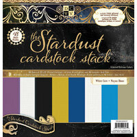 Die Cuts with a View - Stardust Collection - Foil Glitter and Textured Solid Cardstock Stack - 12 x 12