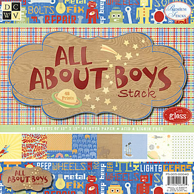Die Cuts with a View - All About Boys Collection - Gloss Paper Stack - 12 X 12