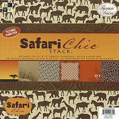 Die Cuts with a View - Safari Chic Collection - Textured Paper Stack - 12 X 12