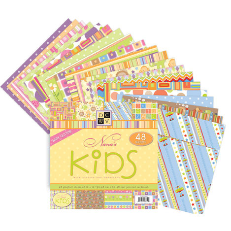 Die Cuts with a View - Nana's Kids Collection - 12x12 Paper Stack with Glitter and Embossing, CLEARANCE