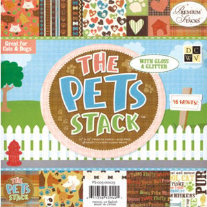 Die Cuts With A View - Pets Collection - Glitter Paper Stack - 12x12