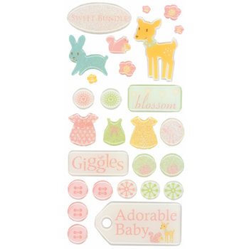 Die Cuts with a View - Nana's Nursery Collection - Glitter Epoxy Stickers - Baby Girl, CLEARANCE