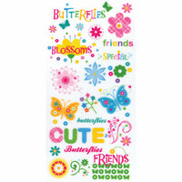 Die Cuts with a View - Blossoms and Butterflies Collection - Glitter Rub Ons - Sayings
