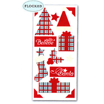 Die Cuts with a View - Christmas Collection - Flocked Stickers - Christmas Plaid, CLEARANCE
