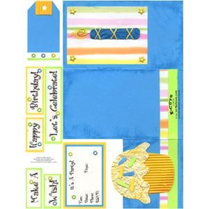 E-Cuts Cards (Download and Print) Birthday Trifold-Blue