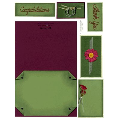 E-Cuts Cards (Download and Print) Burgundy and Green Notes