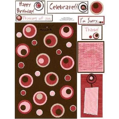 E-Cuts Cards (Download and Print) Retro Circles Pink & Brown