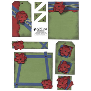 E-Cuts (Download and Print) Red Flowers Green Blue