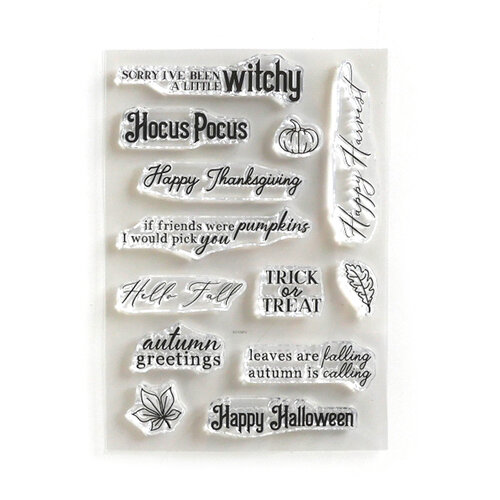 Elizabeth Craft Designs - Happy Harvest Collection - Clear Photopolymer Stamps - Autumn Words