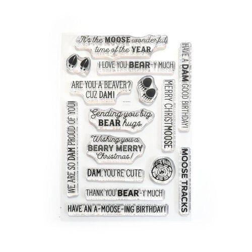 Elizabeth Craft Designs - The Great Outdoors Collection - Clear Photopolymer Stamps - Bear Moose Beaver