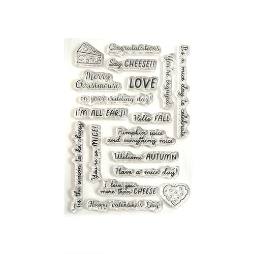 Elizabeth Craft Designs - Meet The Mice Collection - Clear Photopolymer Stamps - Mice Sentiments