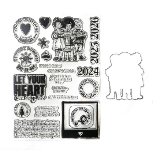 Elizabeth Craft Designs - Winter Bliss Collection - Die and Clear Photopolymer Stamp Set - Magical Moments