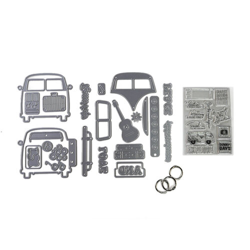 Elizabeth Craft Designs - Dies and Clear Photopolymer Stamp Set - Retro Bus Kit